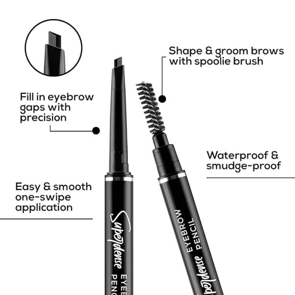 RENEE Superdense Eyebrow Pencil with Spoolie - Black, Smudge Proof, Waterproof, Highly Pigmented for Fill in Brow Gaps, Smooth One-Swipe Precision Application, Enriched with Vitamin C & Jojoba Oil - Image 2