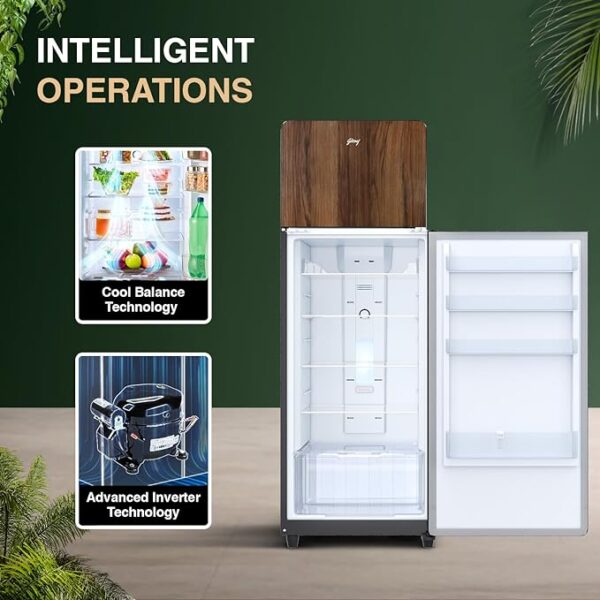 Godrej 272 L 2 Star Wood Finish, 30 Days Farm Freshness, Frost Free Inverter Double Door Refrigerator (RT EONVOGUE 310B RI WT WD, Walnut Wood) - Image 4