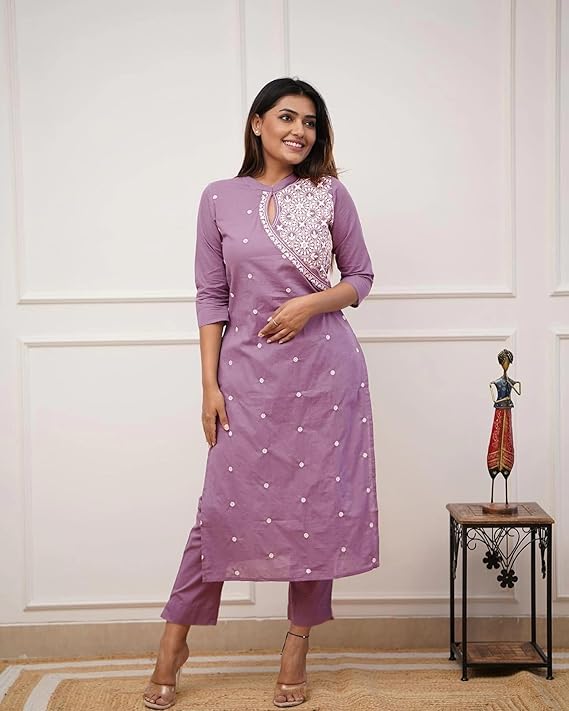 FABNEX Kurta Set for Women | Women Embroidered Kurta Set | Women Kurta Sets Kurtis | Women Kurta Pant Set (K-34-38) - Image 2