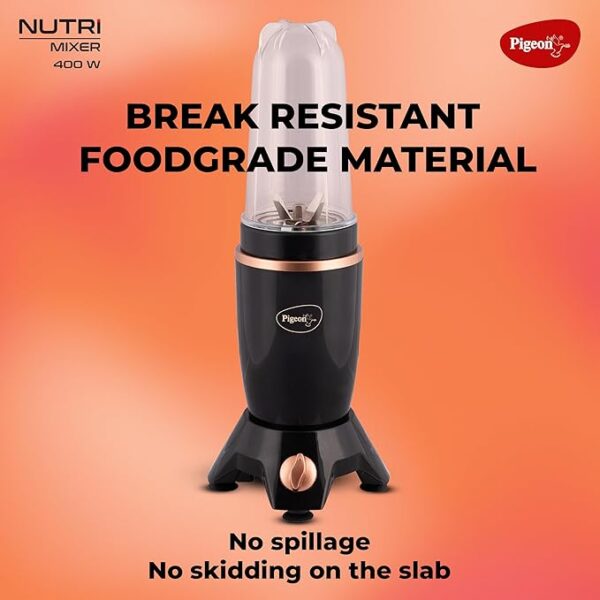 Pigeon By Stovekraft Nutri Mixer | Grinder Juicer Blender Smoothie Maker All-in-1 Machine | 400 Watt | 2 Jars - Multiuse Jar 500ml, Dry Grind 300ml | 1 Blade | 1 Year Warranty - Image 4