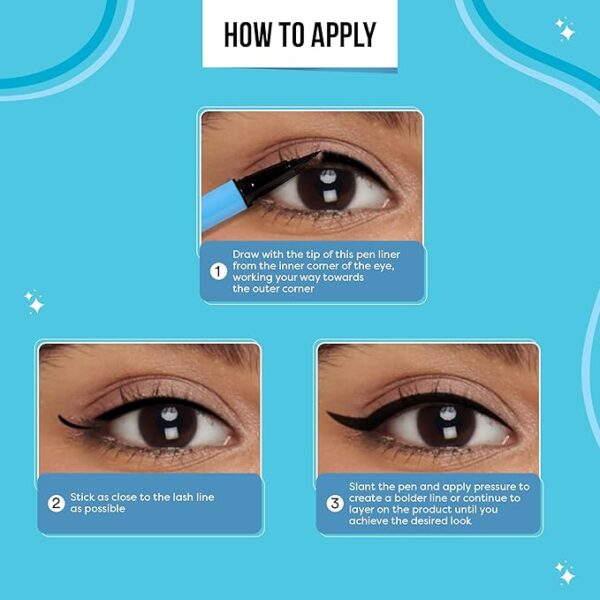 SUGAR POP Waterproof Eyeliner | Lasts Upto 12 Hrs | Lightweight, Quick Drying Formula, Sweatproof, Waterproof, Matte Finish Black | 1.5ml - Image 4