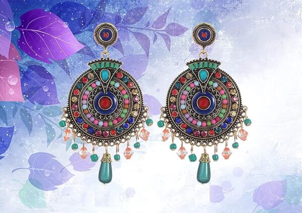 YouBella Jewellery Bohemian Multi-Color Earrings for Girls and Women - Image 3