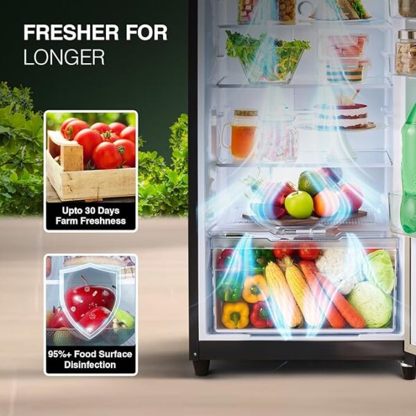 Godrej 272 L 2 Star Wood Finish, 30 Days Farm Freshness, Frost Free Inverter Double Door Refrigerator (RT EONVOGUE 310B RI WT WD, Walnut Wood) - Image 3