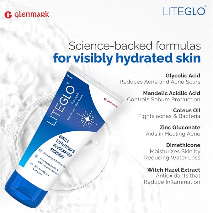 Lite Glo Face Wash for Combination Skin - Contains Vitamin C, Glycolic Acid and Mandelic Acid, Helps with Optimal Exfoliation, Prevents Dryness of Skin, Gives Gentle Cleanse - Image 4