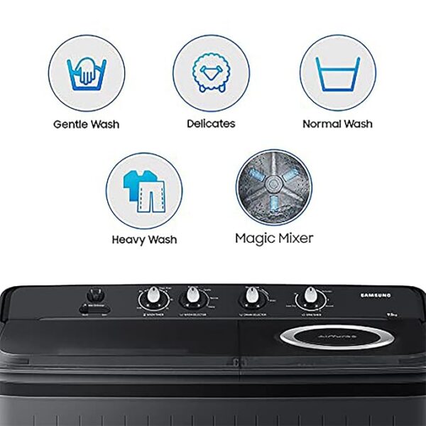 Samsung 9.5 Kg, 5 Star, Semi-Automatic Washing Machine (WT95A4260GD/TL, Air Turbo Drying, Dark Gray, Awarded as Washing Machine Brand of the year) - Image 2