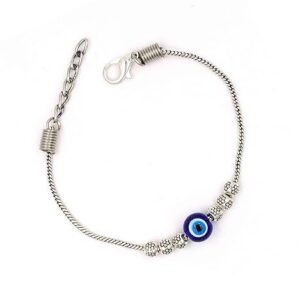 GURJARI JEWELLERS Oxidised Silver Chain Metal Charm Delicate Bracelet for Women and Girls b360