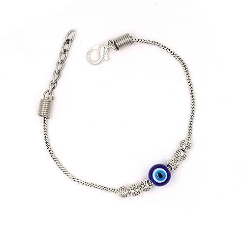 GURJARI JEWELLERS Oxidised Silver Chain Metal Charm Delicate Bracelet for Women and Girls b360