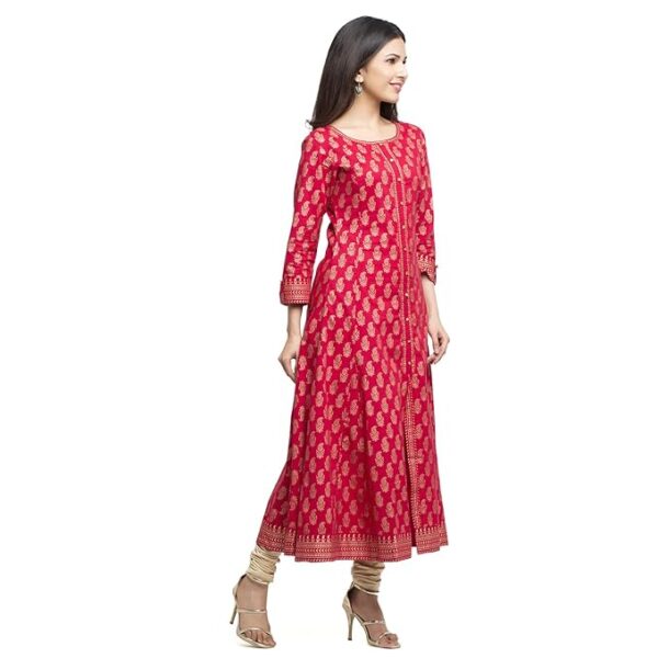 Yash Gallery Women's Cotton Gold Printed Anarkali Kurta - Image 4
