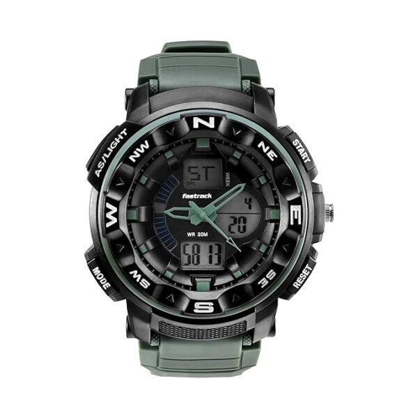 Fastrack AnaDigi Black Dial Plastic Strap Unisex Watch-38076PP02W/NT38076PP02W