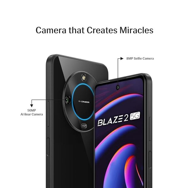 Lava Blaze 2 5G (Glass Black, 6GB RAM, 128GB Storage)| Stunning Ring Light| 50 MP AI Camera |5000 mAh Battery| Upto 12 GB Expandable RAM - Image 5