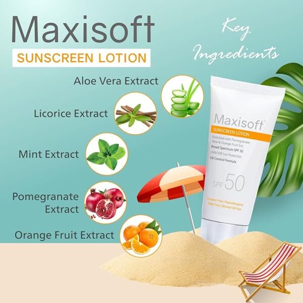 Maxisoft Sunscreen Lotion (SPF 50) 50 ml | UVA & UVB Protection | (Buy 10 Get 2 Free) - Image 4