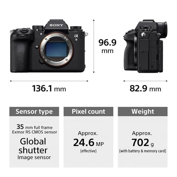 Sony Alpha ILCE-9M3 Full-Frame Interchangeable-Lens Mirrorless Camera (Body Only) | Global Shutter System | 24.6 MP | 120fps with AF/AE Tracking | 4K 120p Without cropping - Black - Image 3