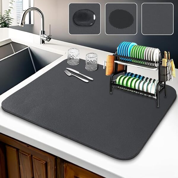 AERYS Dish Dry Mat | Microfiber Drying Mat | Kitchen Drying Mat | Reversible Mat | Kitchen Absorbent Mat | Dish Dry Mat for Kitchen | 30x40 | Pk of 2