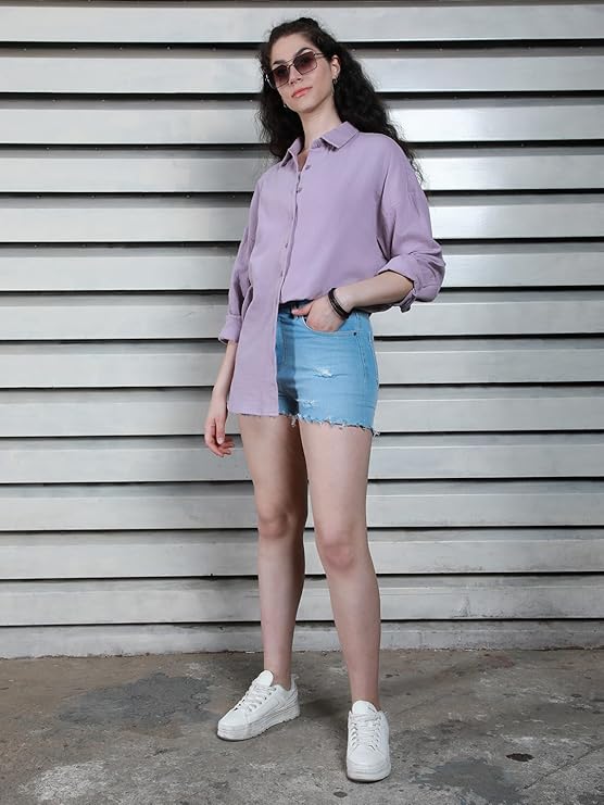 HIGH STAR Women's Solid Regular Fit Shirt - Image 2