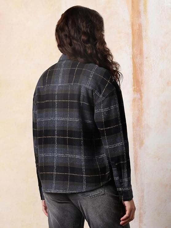 High Star Women Oversized Spread Collar Fullsleeve Checked Shirts 52 - Image 5