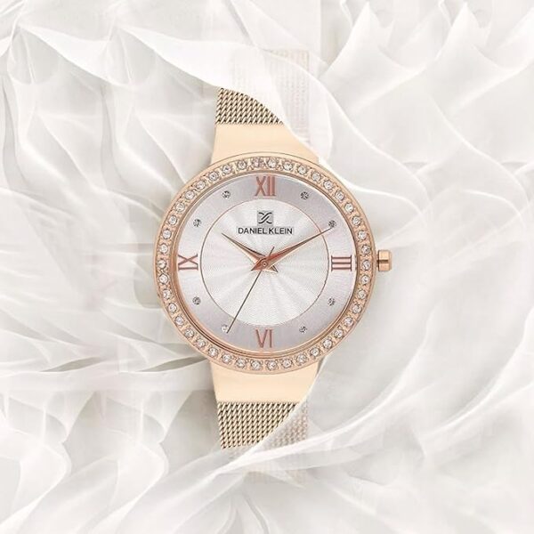 Daniel Klein Metal Analog Dial Women Watch- Dk11683-3, Band_Gold, Dial_Silver - Image 2