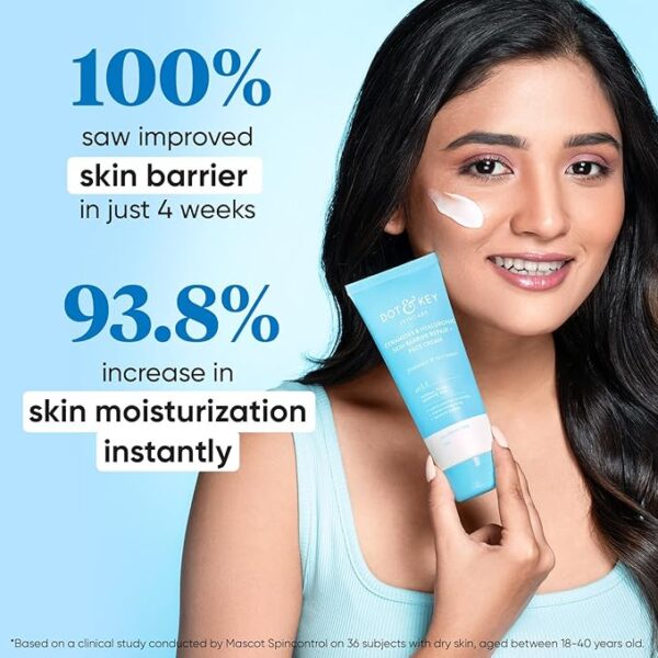 Dot & Key Ceramides Moisturizer with Hyaluronic for Intense Moisturizing and Skin Strengthening | With Probiotic & Rice Water I Barrier Repair Cream | For Dry Skin, Normal Skin & Sensitive Skin | 100g - Image 3
