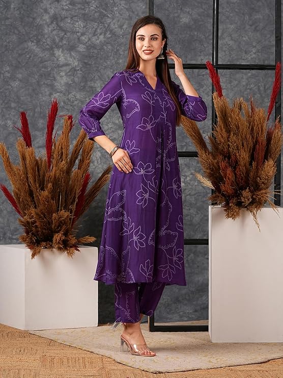 GoSriKi Women's Rayon Blend A-Line Printed Kurta with Pant - Image 4
