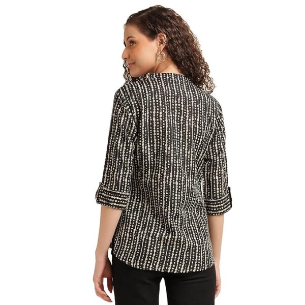 NAINVISH Tops for Women Printed Regular Fit Shirt, Tops for Women Stylish Latest|Office Wear Tops for Women|Cotton Blend Tops for Women|Mandarin Collar Top - Image 4