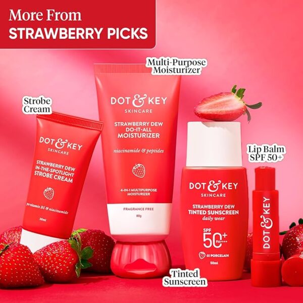 Dot & Key Strawberry Brightening Moisturizer | Niacinamide, Peptides & Hyaluronic Acid, Non-sticky, Brightens Skin, Intense Moisturization | Non-Comedogenic & Fragrance Free, Lightweight | 80g - Image 8