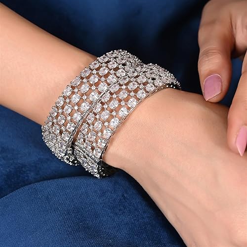 Ratnavali Jewels American Diamond Full White Plated CZ Openable Kada/Bangle for Women/Girls Rv2647 - Image 2