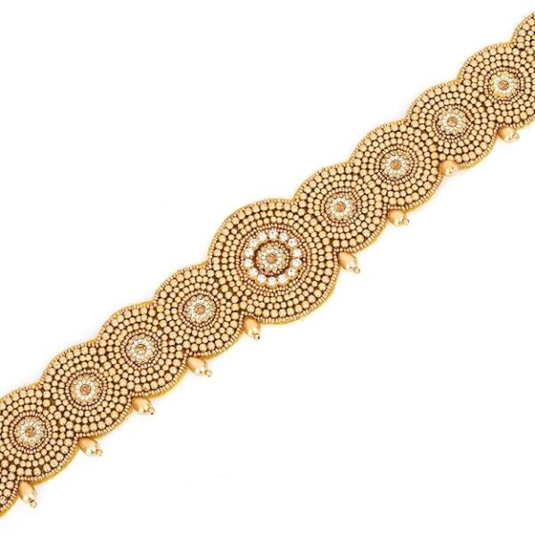Vama Fashions Traditional Golden Maggam work stretchable Cloth Kamar Belt kamarband Waist Belly Chain for women - Image 3