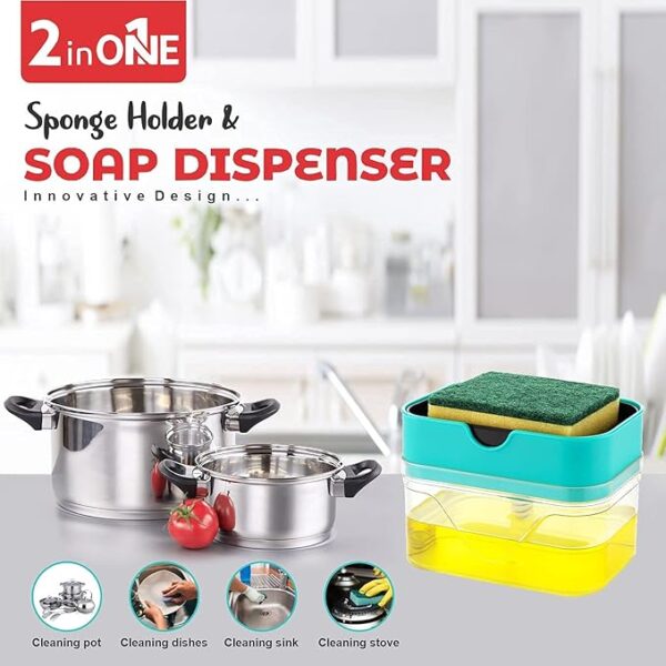GOLWYN Plastic Soap Dispenser For Kitchen Accessories Items Dish Utensils (450 Milliliters), Multicolour - Image 3