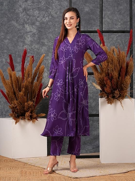 GoSriKi Women's Rayon Blend A-Line Printed Kurta with Pant - Image 6