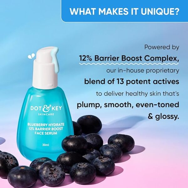 Dot & Key Blueberry Hydrate 12% Barrier Boost Serum with 7 Ceramides | Niacinamide & Hyaluronic Acid, Reduces Dark Spots, Brightens Skin, Provides Intense Hydration & Repairs Skin Barrier | 30ml - Image 2