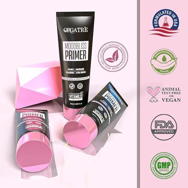 Orgatre MoodBliss Face Primer 50ml | Pores & Fine Lines Minimizer | Non-Greasy and Oil-Free | Long-Lasting Matte Finish for All Skin Types - Image 4