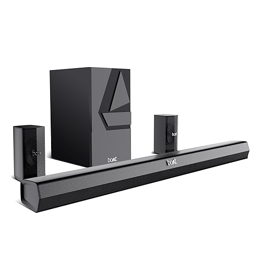 boAt Aavante Bar Azure Pro, 550 W Sound, 5.1CH with Wireless Rear Satellite Speakers, EQ Modes, BTv5.4,Multiple Ports, Master Remote, Bluetooth Sound Bar, Home Theatre Soundbar Speaker (Premium Black)