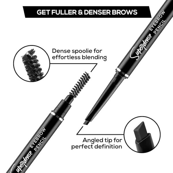 RENEE Superdense Eyebrow Pencil with Spoolie - Black, Smudge Proof, Waterproof, Highly Pigmented for Fill in Brow Gaps, Smooth One-Swipe Precision Application, Enriched with Vitamin C & Jojoba Oil - Image 3