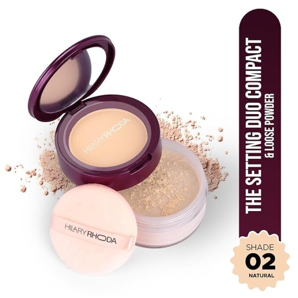 Hilary Rhoda The Setting Duo Compact & Loose Powder | 2-in-1 Compact & Loose Powder | | Matte Finish | Blends Effortlessly | Oil Control Compact | 32g (Natural | Shade 02) - Image 6