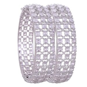Ratnavali Jewels American Diamond Full White Plated CZ Openable Kada/Bangle for Women/Girls Rv2647