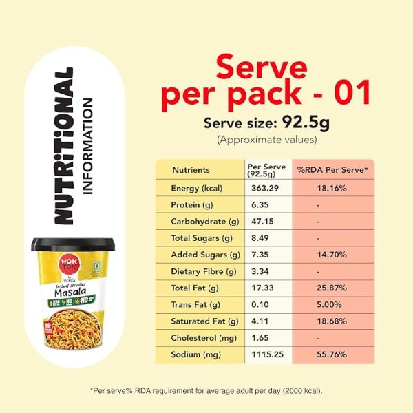 VEEBA Instant Cup Noodles Masala|Chowmein|Manchurian|Kung Pao + Spicy Korean (Made with no Palm Oil|no Maida|no Added MSG (Pack of 5, 462.5 gram) - Image 2
