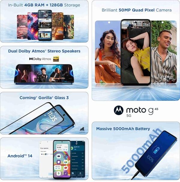 Motorola G45 5G (Brilliant Blue, 8GB RAM, 128GB Storage) - Image 3