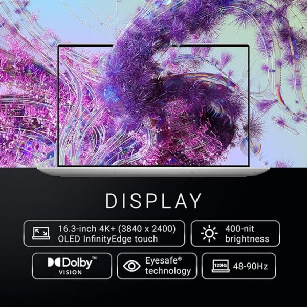 Dell XPS 9640 Laptop, AI Enabled Intel Core Ultra 9 185H, 32GB LPDDR5X & 1TB SSD, Win 11 + MSO'21, NVIDIA RTX 4060,8 GB GDDR6,16.3" (41.4cm) UHD+ OLED Touch 400 nits, Backlit KB + FPR,Platinum, 2.13kg - Image 2