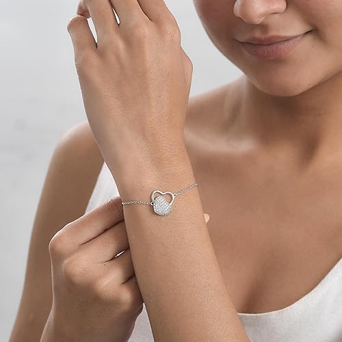 Ornate Jewels 925 Silver American Diamond Dual Love Heart Adjustable Bracelet for Women | Gift for Womens and Girls| With Certificate of Authenticity and 925 Stamp | Life-time Warranty* - Image 4