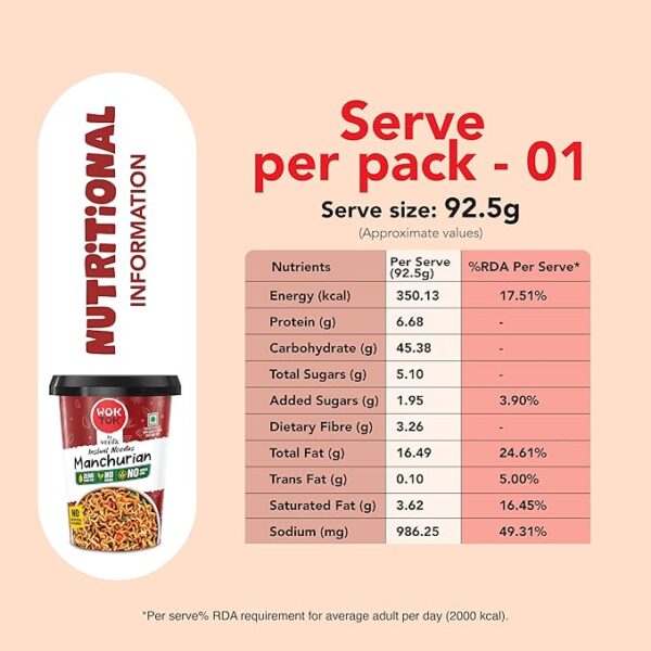 VEEBA Instant Cup Noodles Masala| Manchurian| Kung Pao| Made with no Palm Oil| no Maida | no Added MSG 277.5 gram (Pack of 3) - Image 6