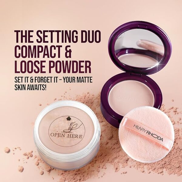 Hilary Rhoda The Setting Duo Compact & Loose Powder | 2-in-1 Compact & Loose Powder | | Matte Finish | Blends Effortlessly | Oil Control Compact | 32g (Natural | Shade 02) - Image 5