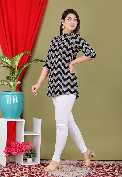 Gudwear Stylish Printed Button Down Style Shirt Top for Women - Image 4