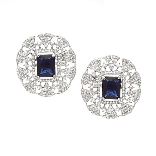 ZENEME Rhodium-Plated American Diamond Studded Tasselled Necklace With Earrings Ring & MaangTikka Jewellery Set For Girls and Women - Image 6