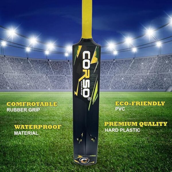 CORSO SPORTS & FITNESS Plastic Bat, Plastic Cricket Bat Hard Plastic, Double Blade Plastic Bat for Tennis and Wind Ball, Full Size Cricket Bat (Size 8)