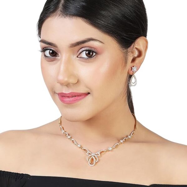 Estele Jewellery Sets for Women Gold Plated Bridal Necklace Jewellery Set with Earrings - Image 2