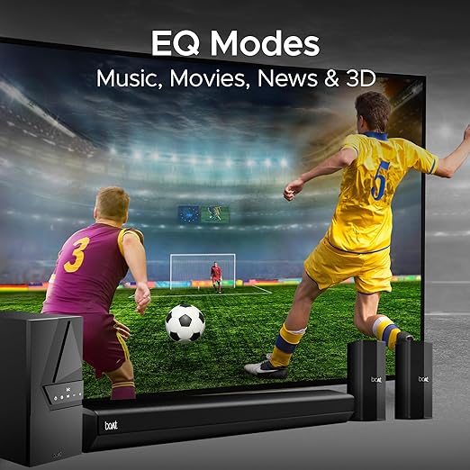 boAt Aavante Bar Azure Pro, 550 W Sound, 5.1CH with Wireless Rear Satellite Speakers, EQ Modes, BTv5.4,Multiple Ports, Master Remote, Bluetooth Sound Bar, Home Theatre Soundbar Speaker (Premium Black) - Image 4