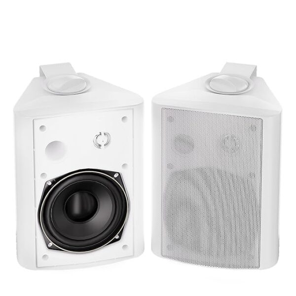 Herdio 5.25 Inches 300 Watts Bluetooth Outdoor Speakers with Superior Dome Tweeter ALL Weather Wired Wall Mount System,White