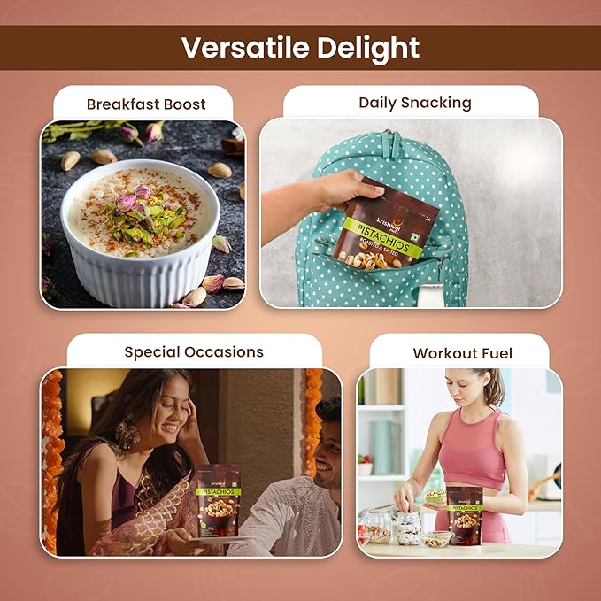 KRISHIVAL NUTS Premium Roasted & Salted Pistachios 200 grams (2 packs of 100 gram each) | Pista Dry Fruit | Tasty & Healthy | High in Protein & Dietary Fiber | Gluten Free & Low Calorie Nuts - Image 3