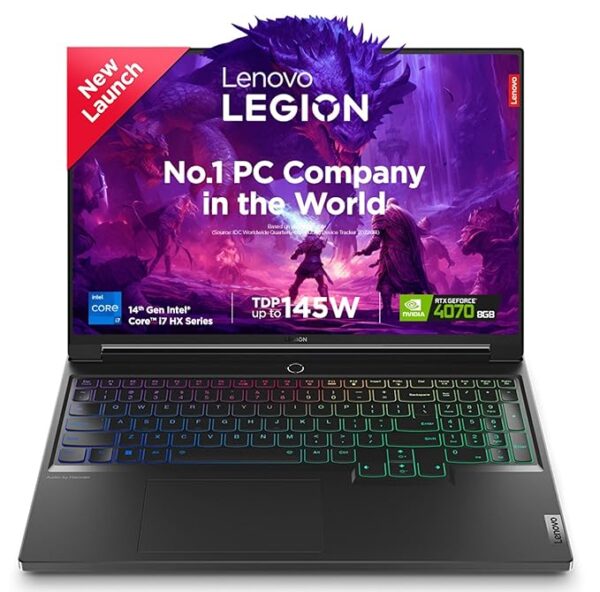 Lenovo Legion 7 Intel Core i7-14700HX 16" (40.64cm) 3.2K IPS 430Nits 165Hz Gaming Laptop (32GB/1TB SSD/Win 11/Office 2021/NVIDIA RTX 4070 8GB/100% DCI-P3/3m Game Pass/Eclipse Black/2.24Kg), 83FD0010IN