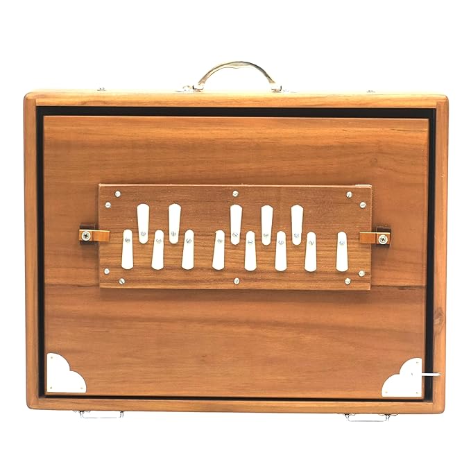Shrutibox Handmade 13-Key Shrutibox - Natural Teak Wood One Octave Multi-Fold Bellow All wood Shrutibox