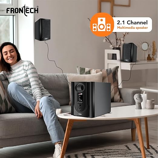 FRONTECH 2.1 Channel Speaker System | Bluetooth 5.0-40W Output, USB|BT|FM Support|LED Display, (3365 - Black) - Image 3